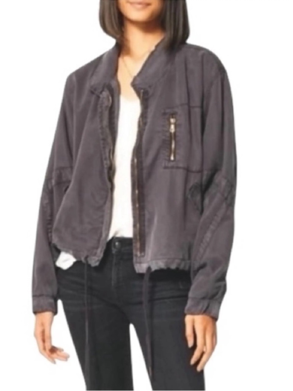 Young Fabulous & Broke Washed Charcoal Bomber Jacket